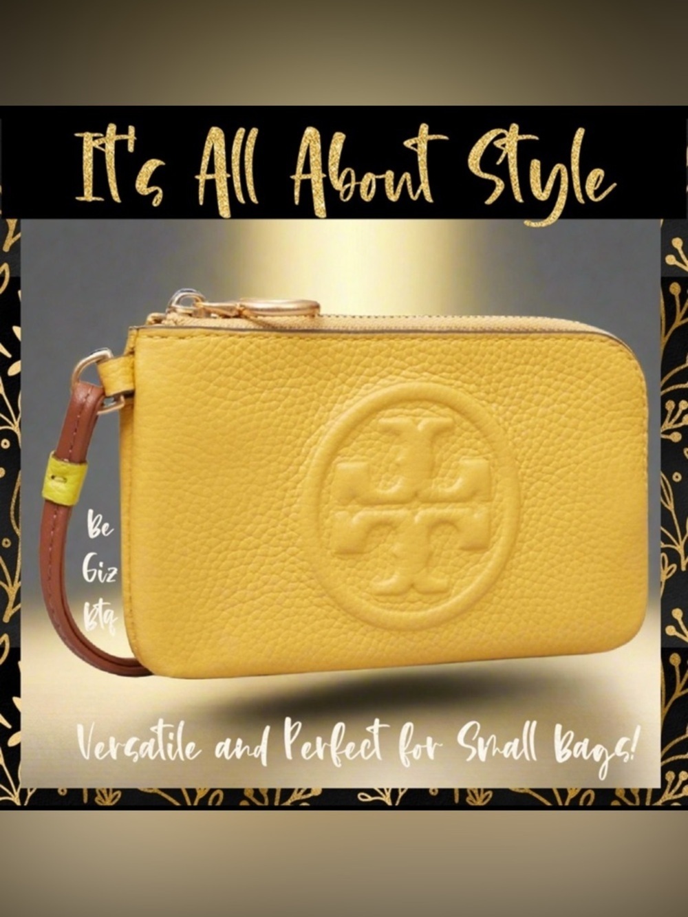 🔥🔥Tory Burch Authentic Leather Color Block Zip Card Case Yellow NWT